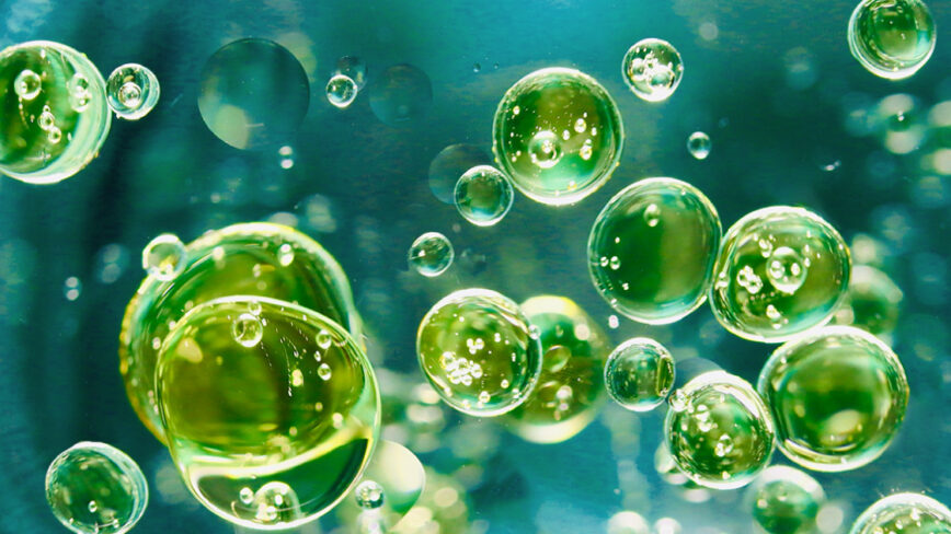 green liquid bubbles 