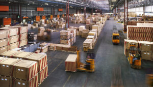 inside of large warehouse