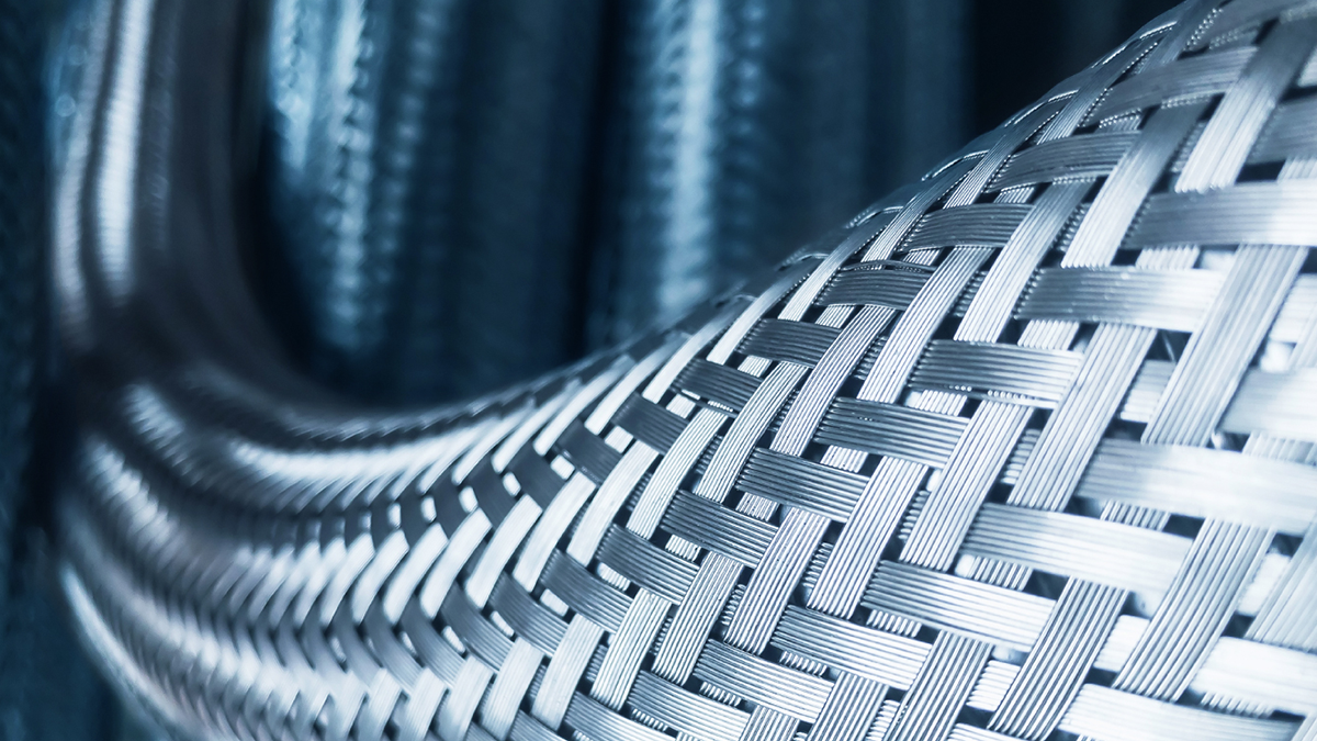Close-up of woven metal structure
