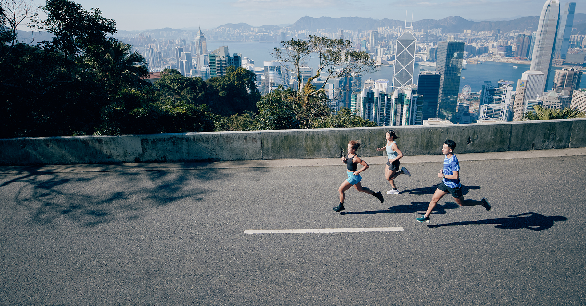 A group of people running