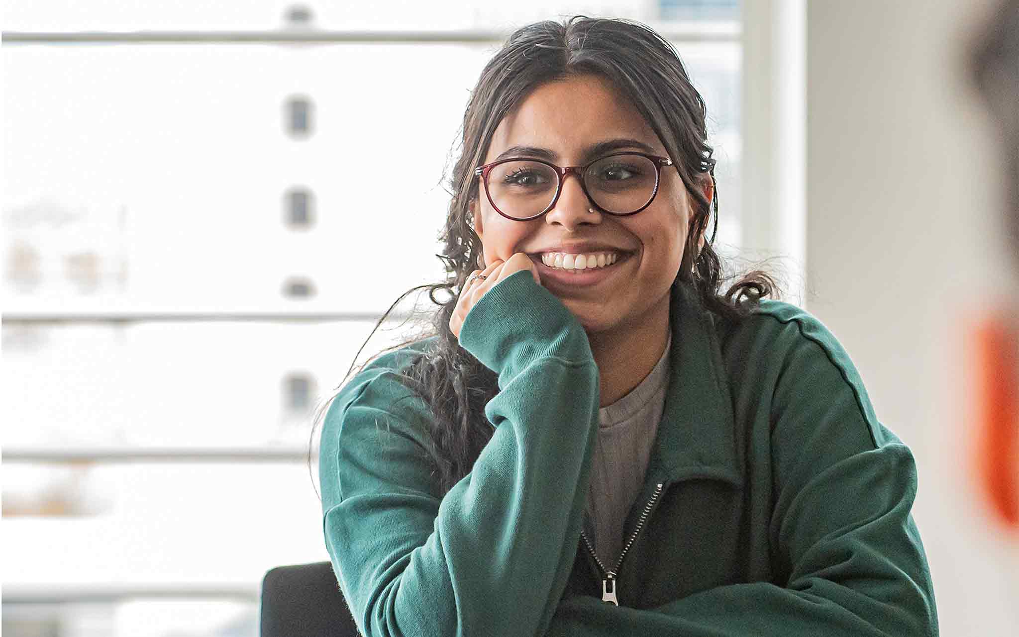 Lady with glasses smiling