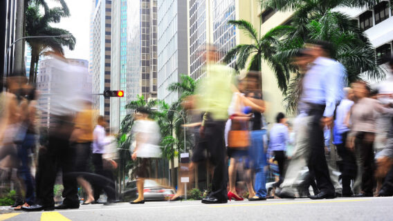 people crossing street