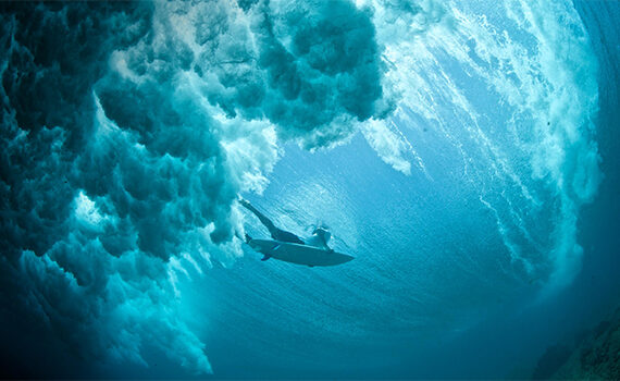 surfer under water