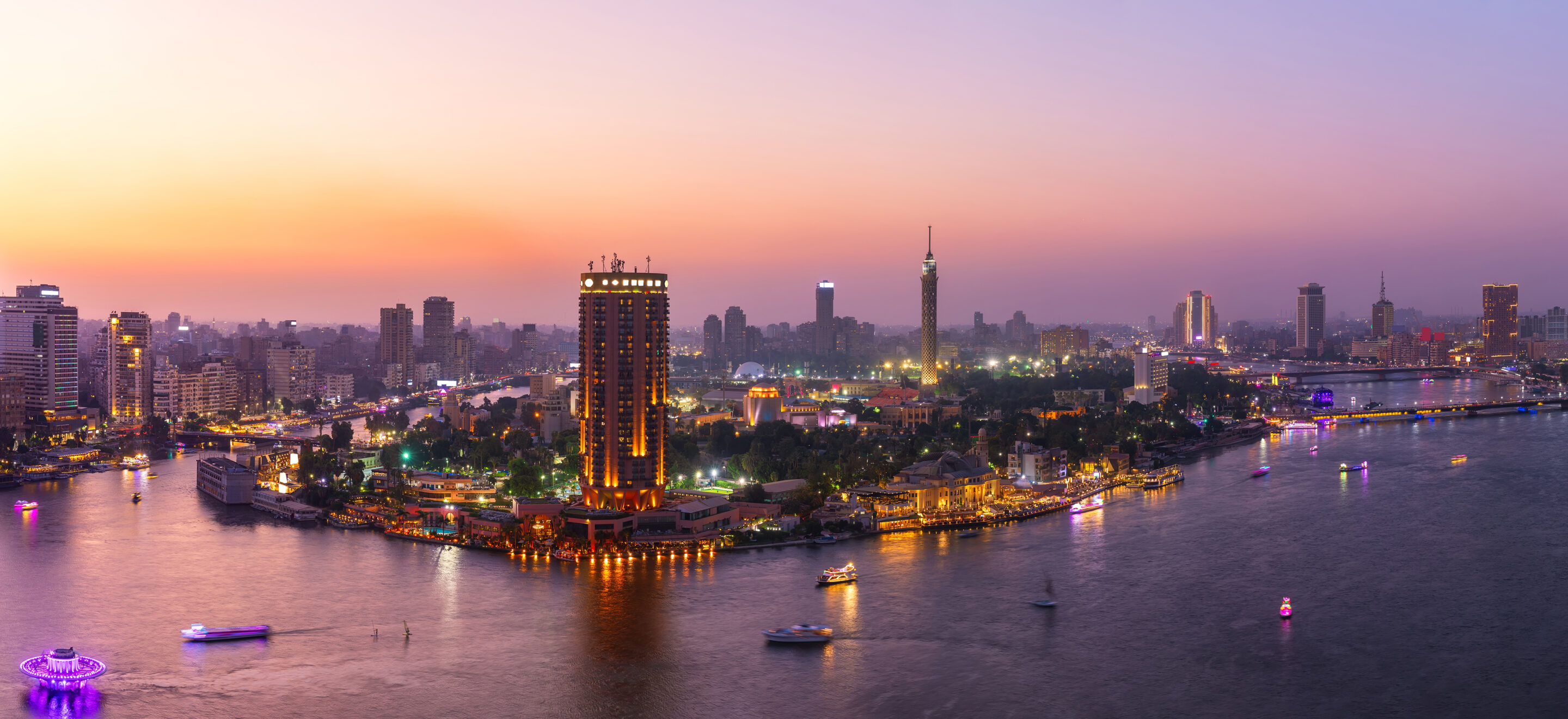 Cairo, Egypt night time cityscape