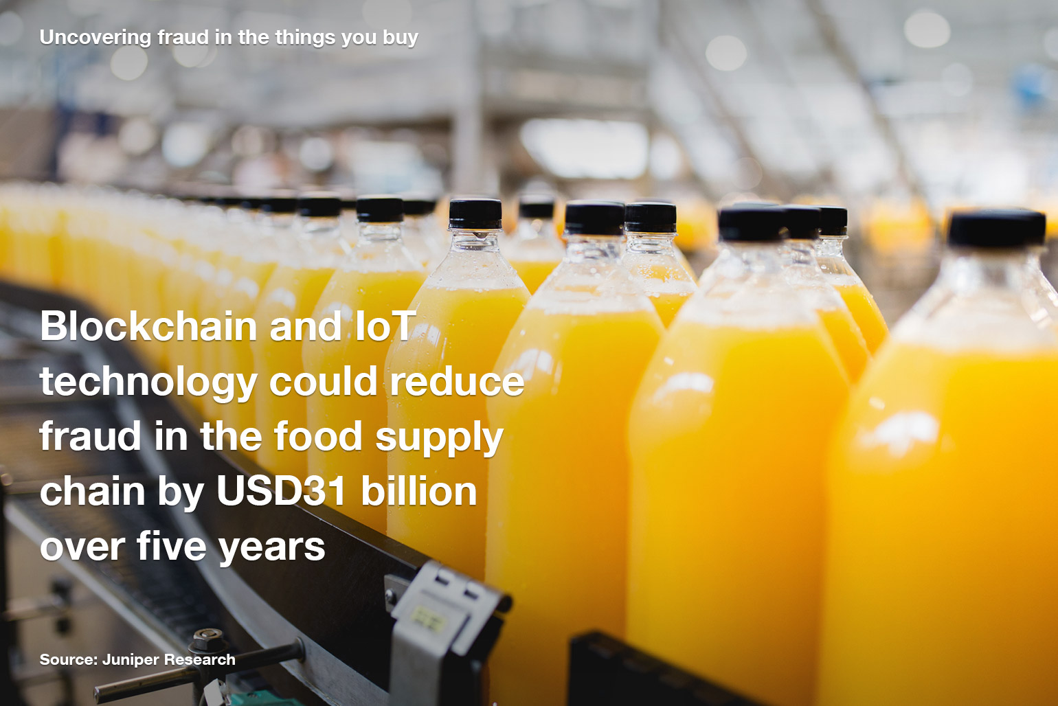 Infographic showing Blockchain and IOT could reduce fraud in food supply chain