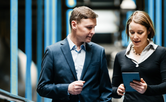 Two colleagues talking