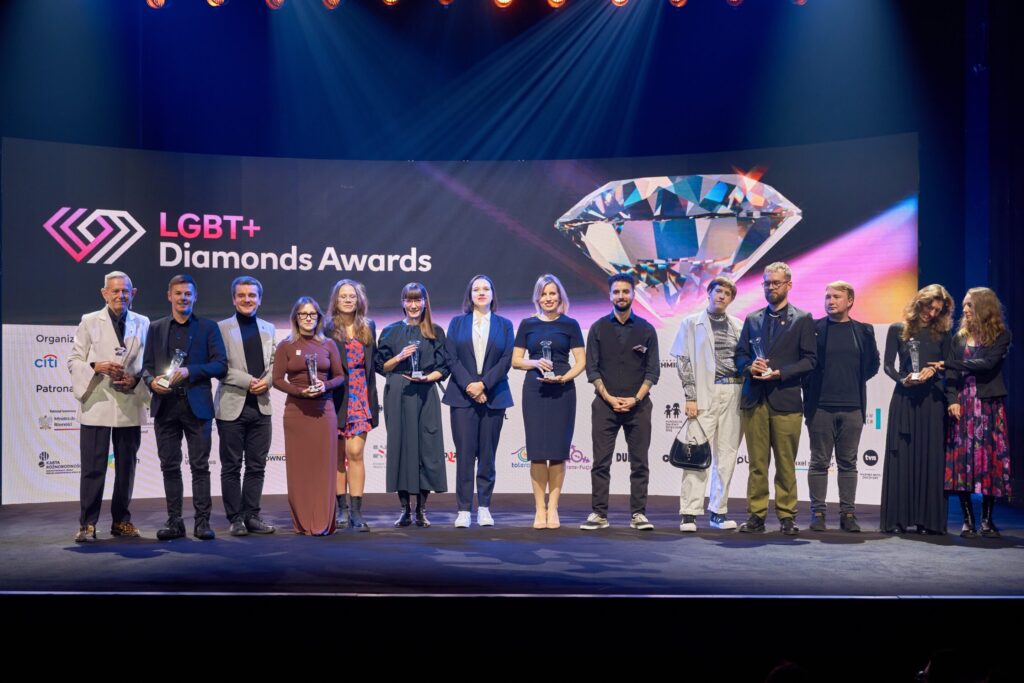 People on stage at the LGBT+ Diamonds Awards