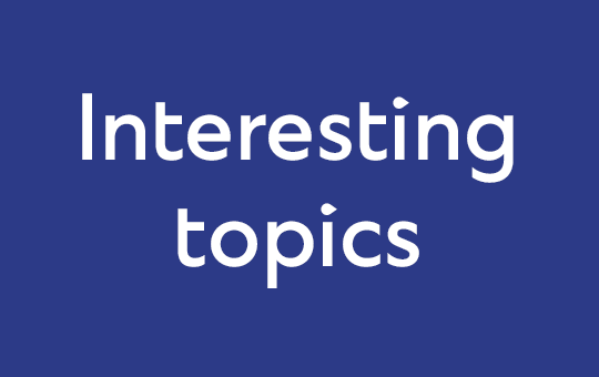 A tile with text "Interesting topics" on blue background