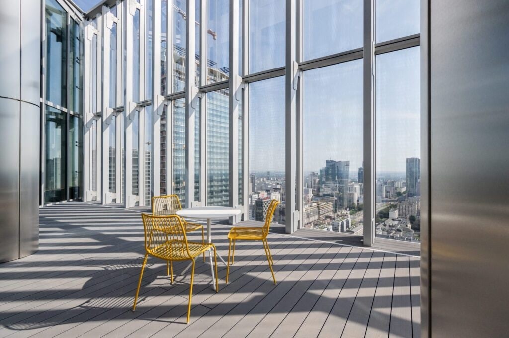 Terrace on 30th floor of Standard Chartered Polish office in Warsaw