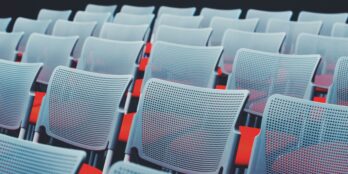 Grey and red chairs