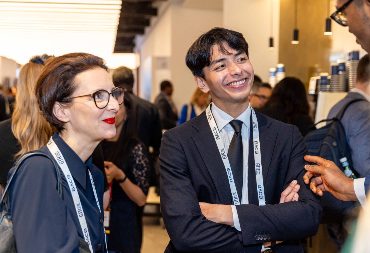 Two people at an event