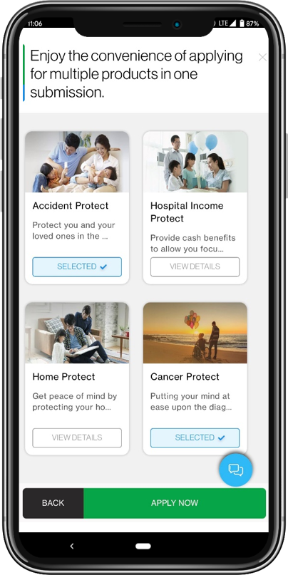 General insurance menu on SC Mobile App