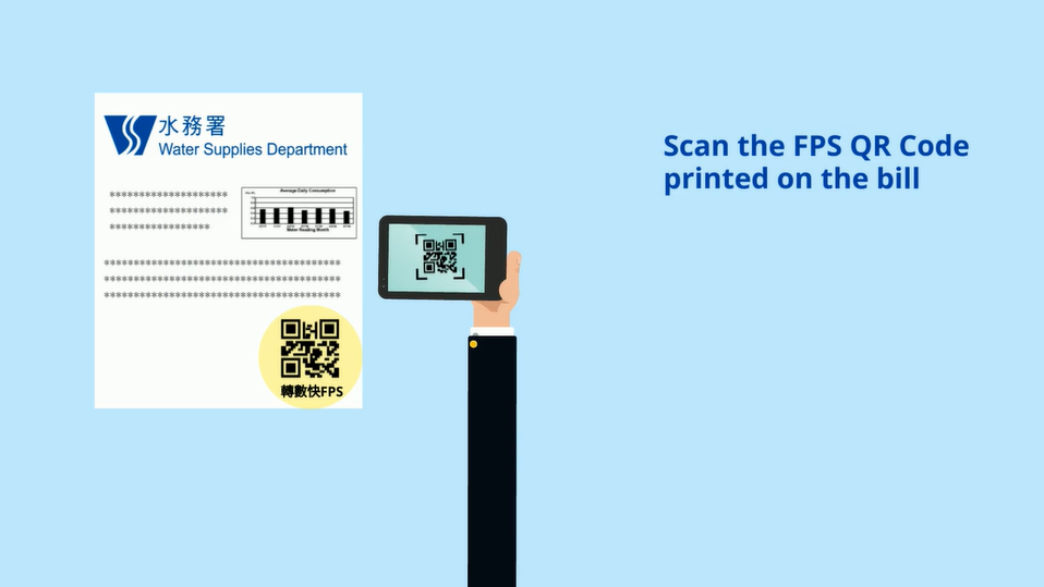 Scan the FPS QR code printed on the bill