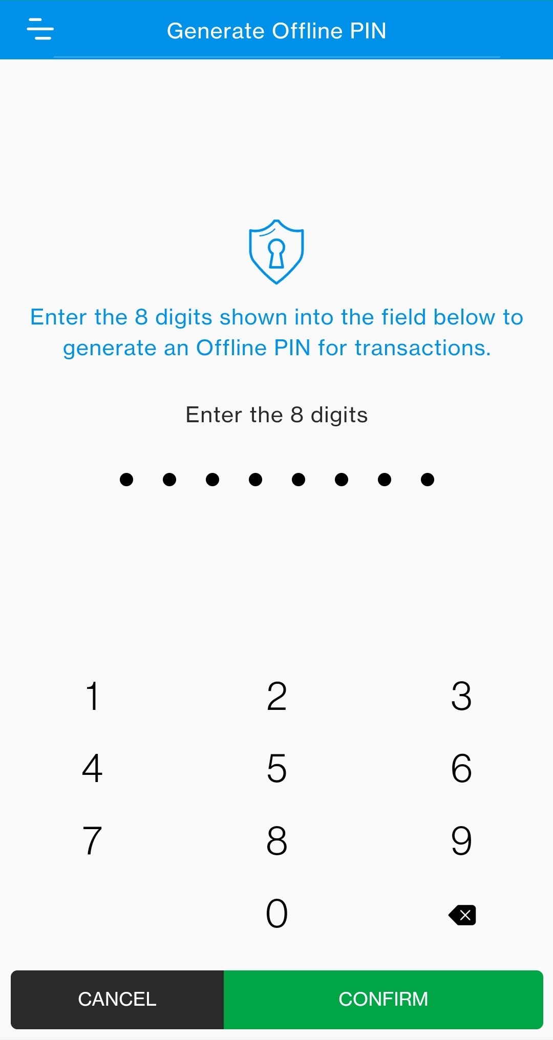 Using Offline PIN for online banking transaction - Step 5