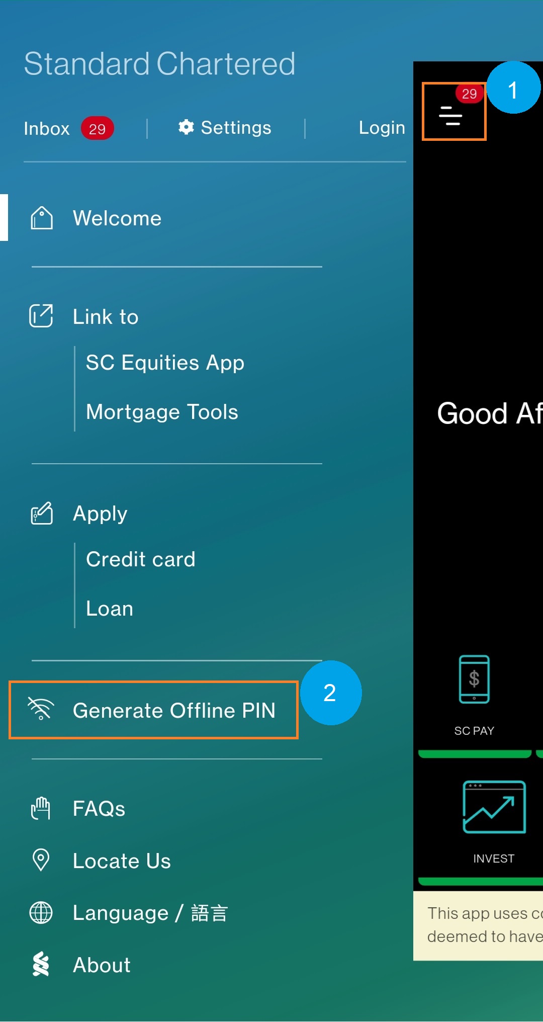 Using Offline PIN for online banking login - Step 2