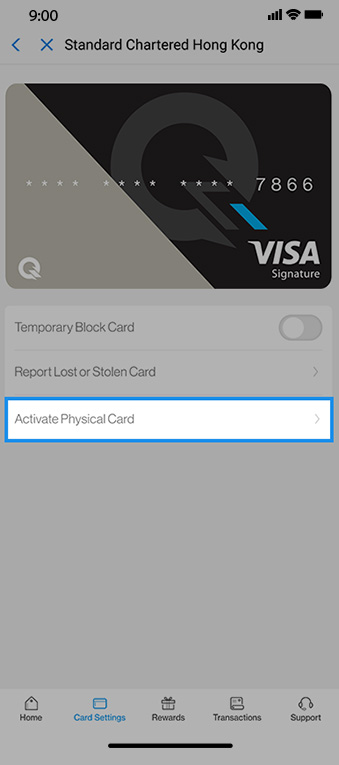 Activate Physical Q Credit Card - through Q Credit Card in AlipayHK App notification Step 5