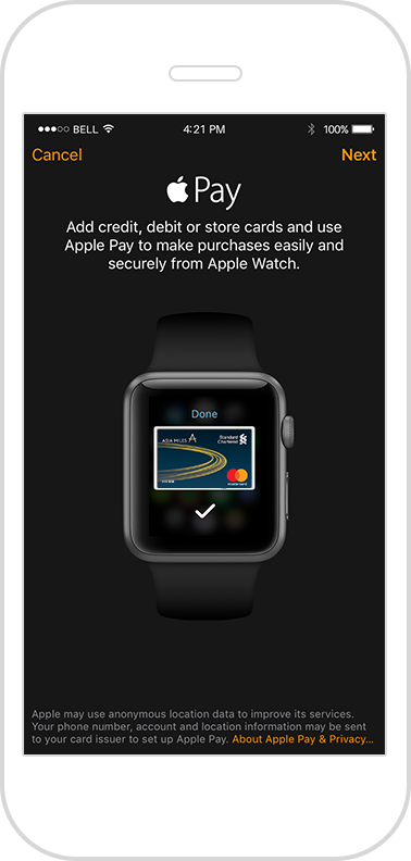 Make Standard Chartered card the default card Apple Watch - Step 4