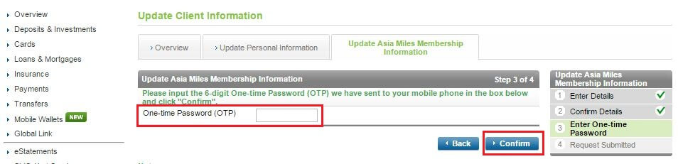 Enter your OTP and confirm