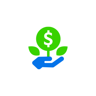 Hand holding plant with dollar sign icon, used to promote credit card offers on Broadway
