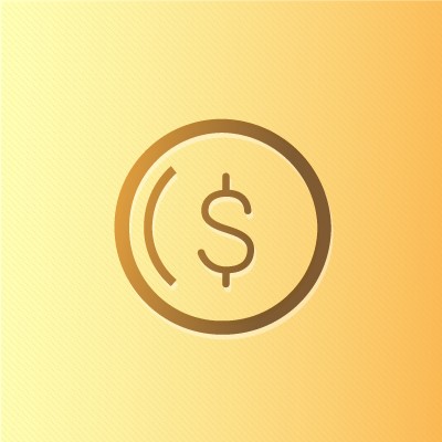Yellow outlines of a Coin with dollar sign