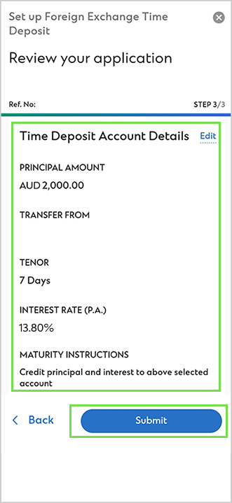 How to set up Foreign Exchange Time Deposits via SC Mobile App Step 3