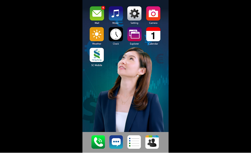 a woman looking on several app icons