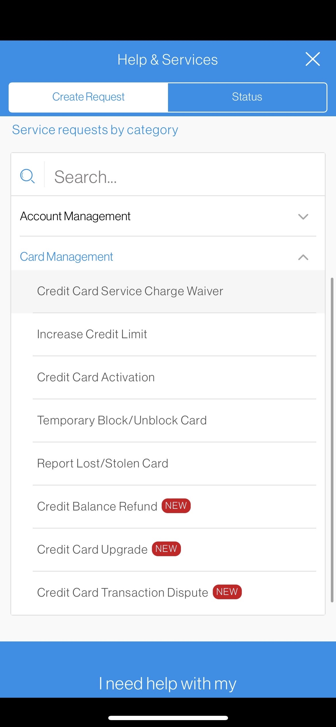 Credit Card Initiate Dispute Request Step 2