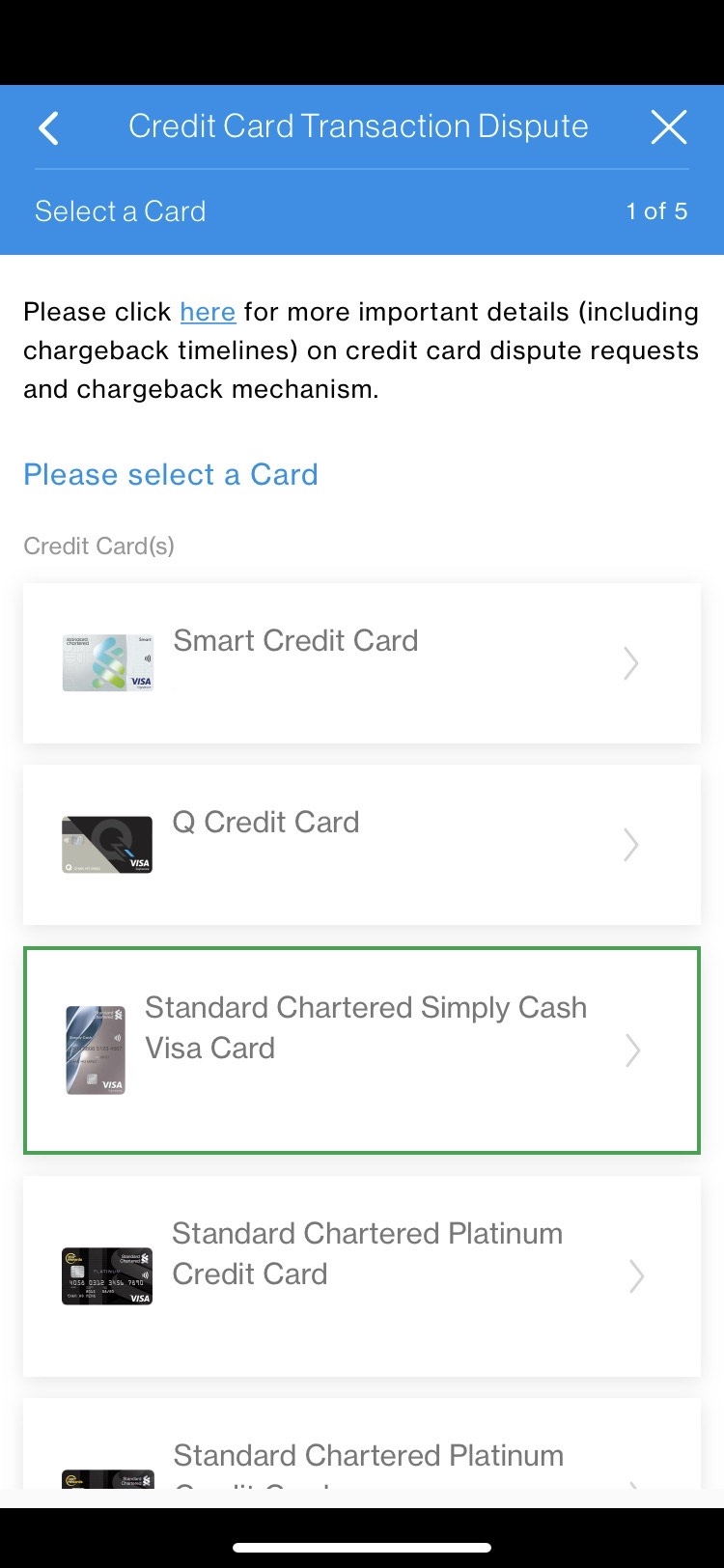 Credit Card Initiate Dispute Request Step 3