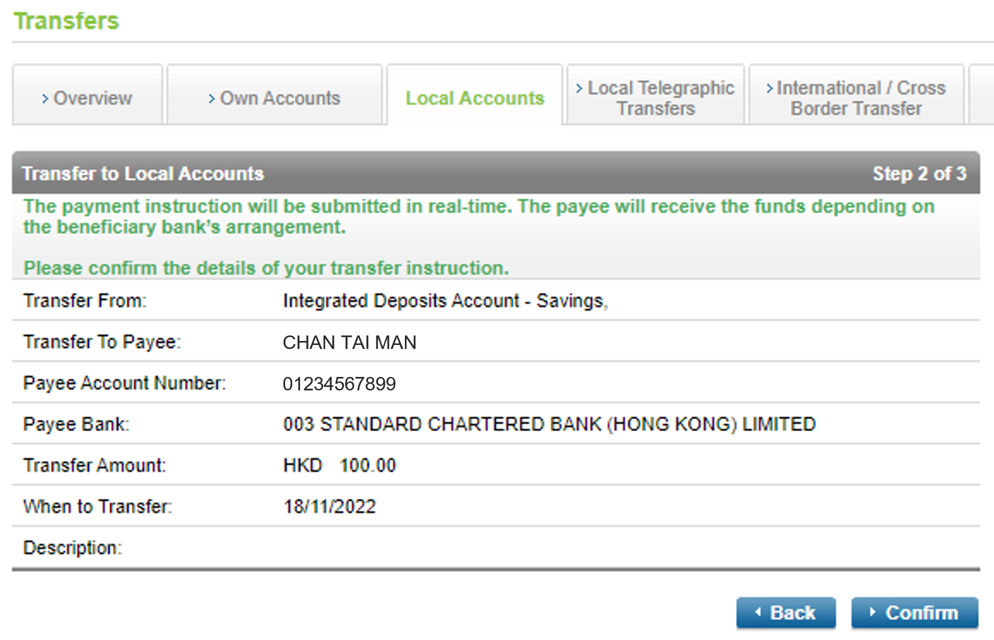 Transfer from current or savings account via Online Banking step 5