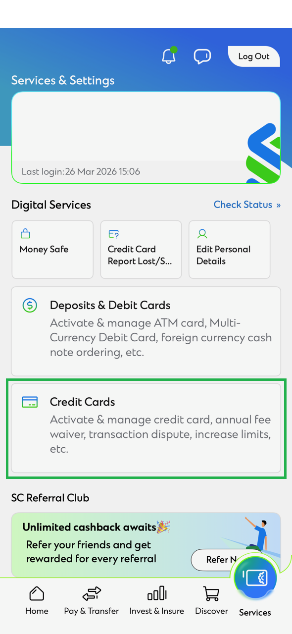 Manage Online and Other Limits Step 1