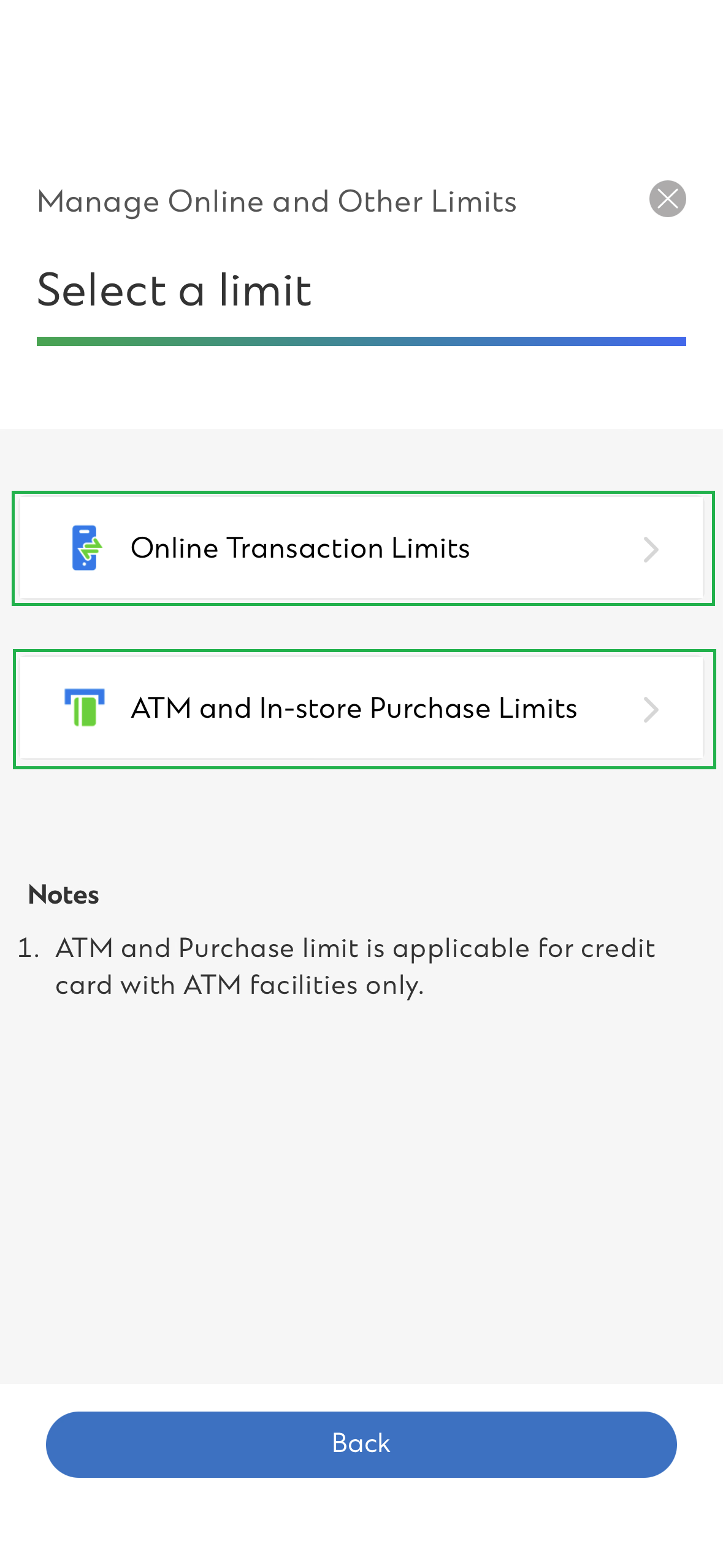 Manage Online and Other Limits Step 4