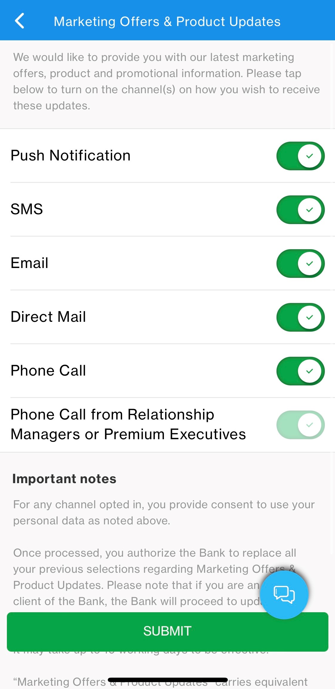 Existing SC Mobile App User Manage Marketing Offers & Product Updates Step 3