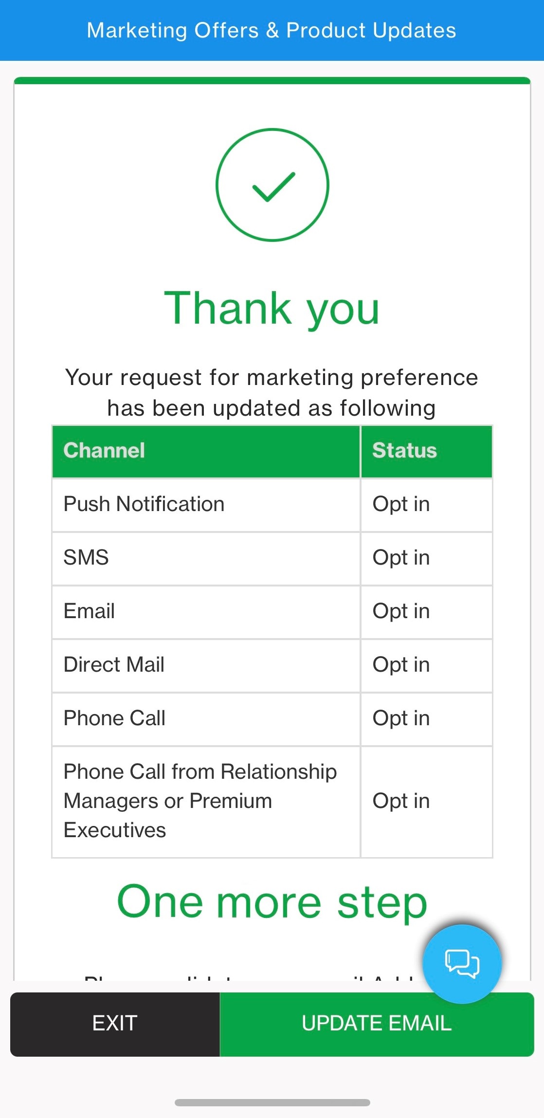 Existing SC Mobile App User Manage Marketing Offers & Product Updates Step 5
