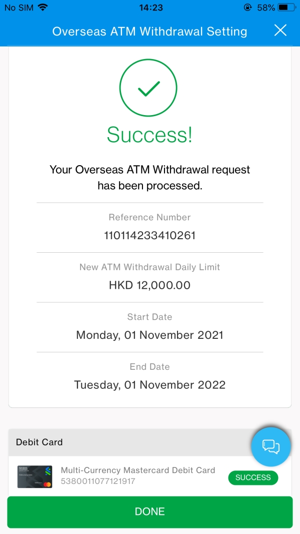 SC Mobile Manage overseas ATM withdrawal Step 5