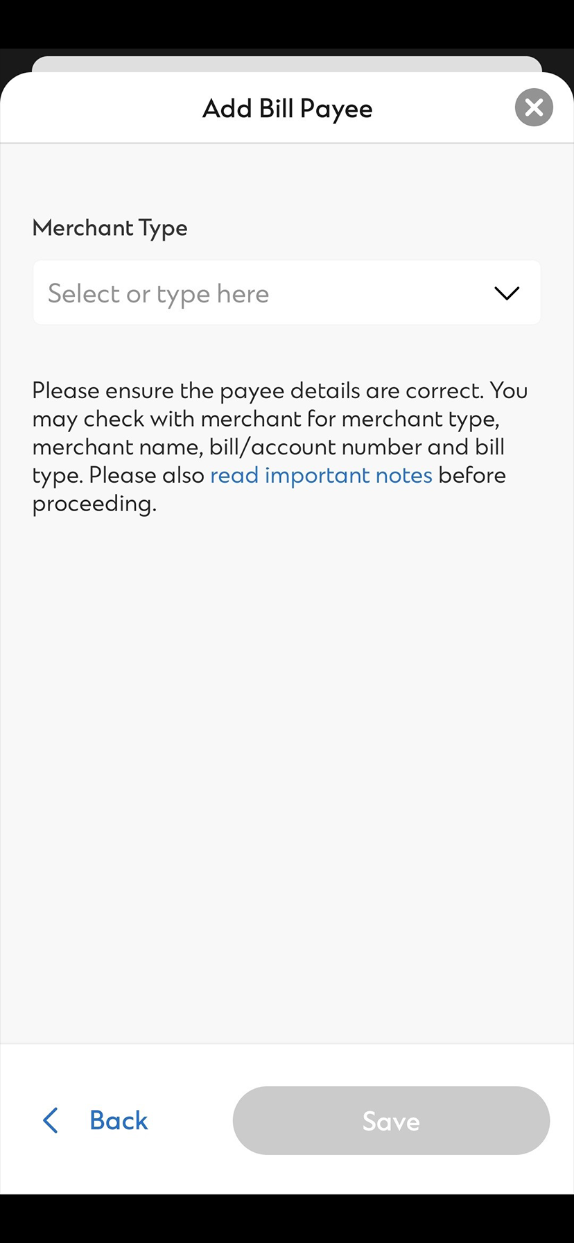 How to add bill payee via SC Mobile Step 2