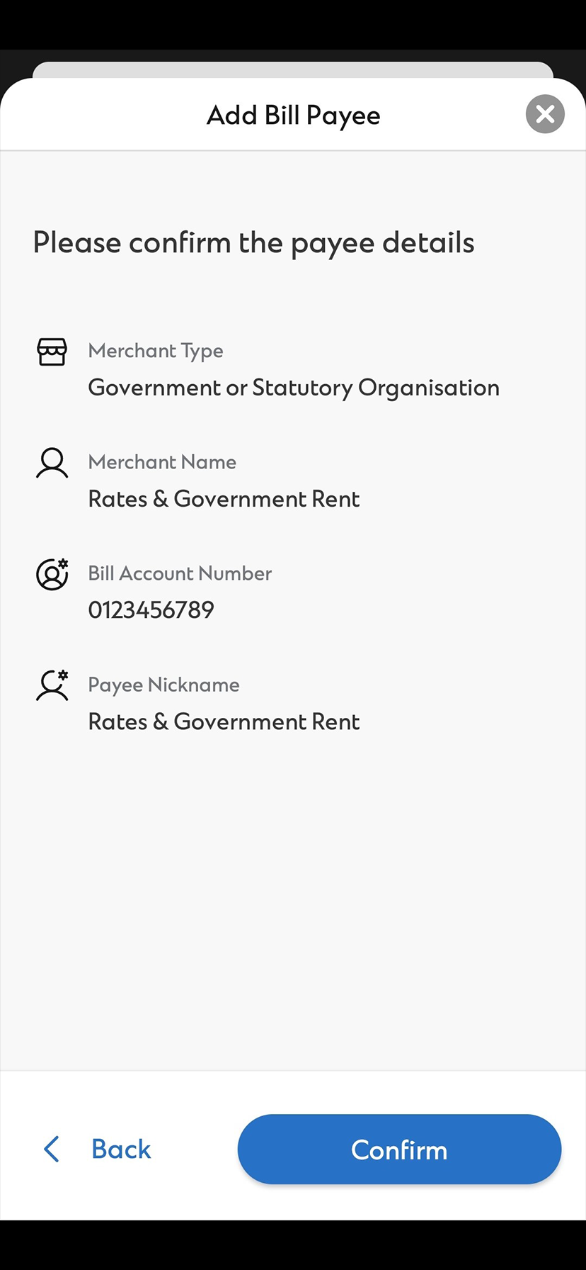 How to add bill payee via SC Mobile Step 4