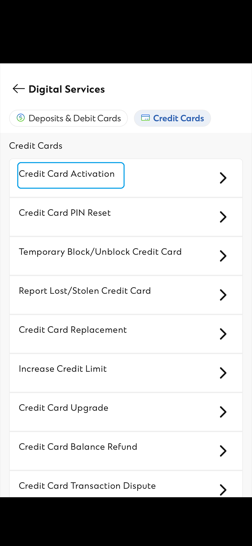SC Mobile App Activate New Credit Card Step 2