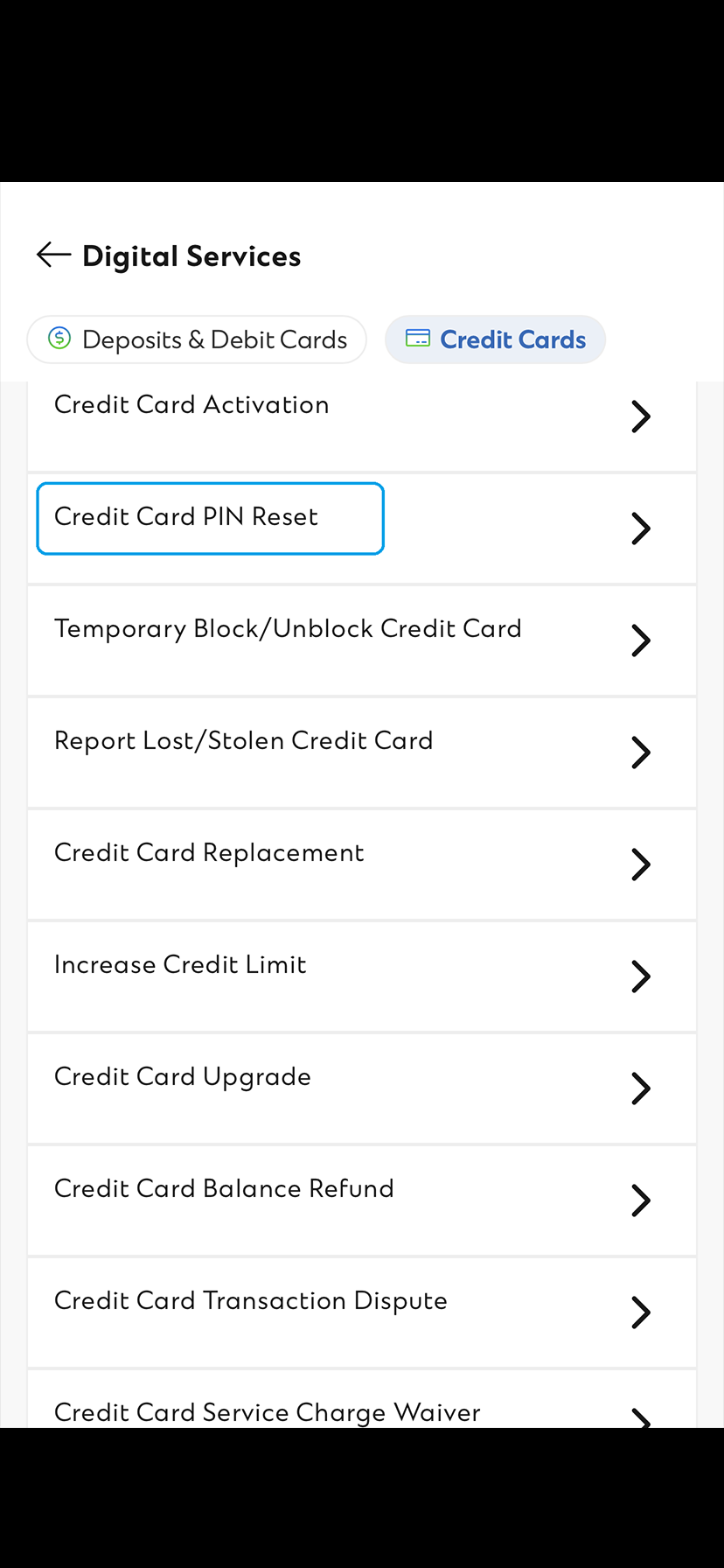 Reset Credit Card PIN Step 2
