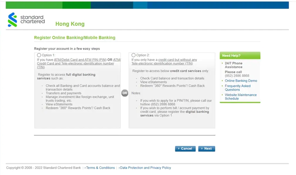 Register Online Banking via Online Banking page Step 3