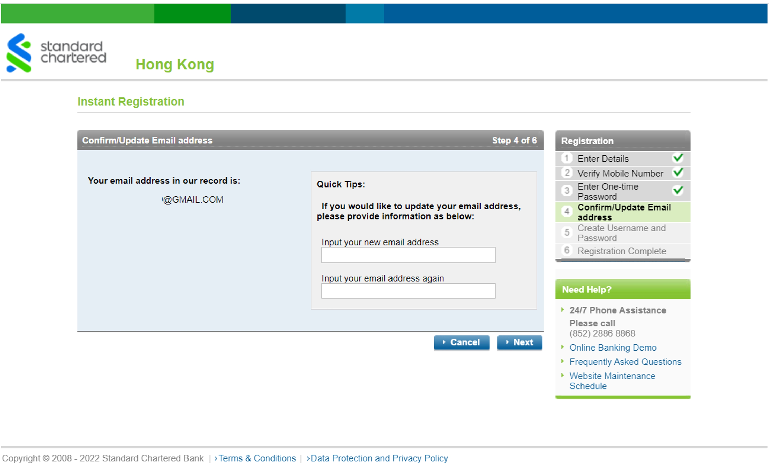 Register Online Banking via Online Banking page Step 6