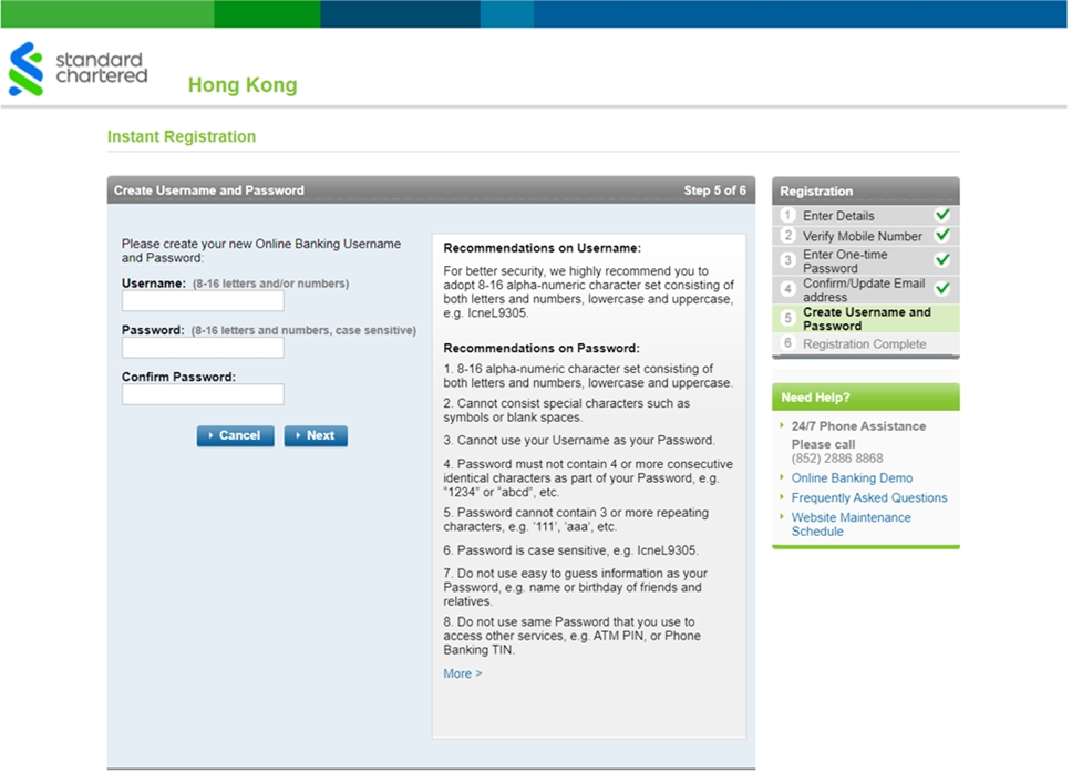 Register Online Banking via Online Banking page Step 6
