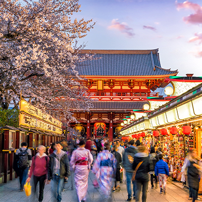 Senso ji in japan, used to promote hotel bookings in Expedia with SCB