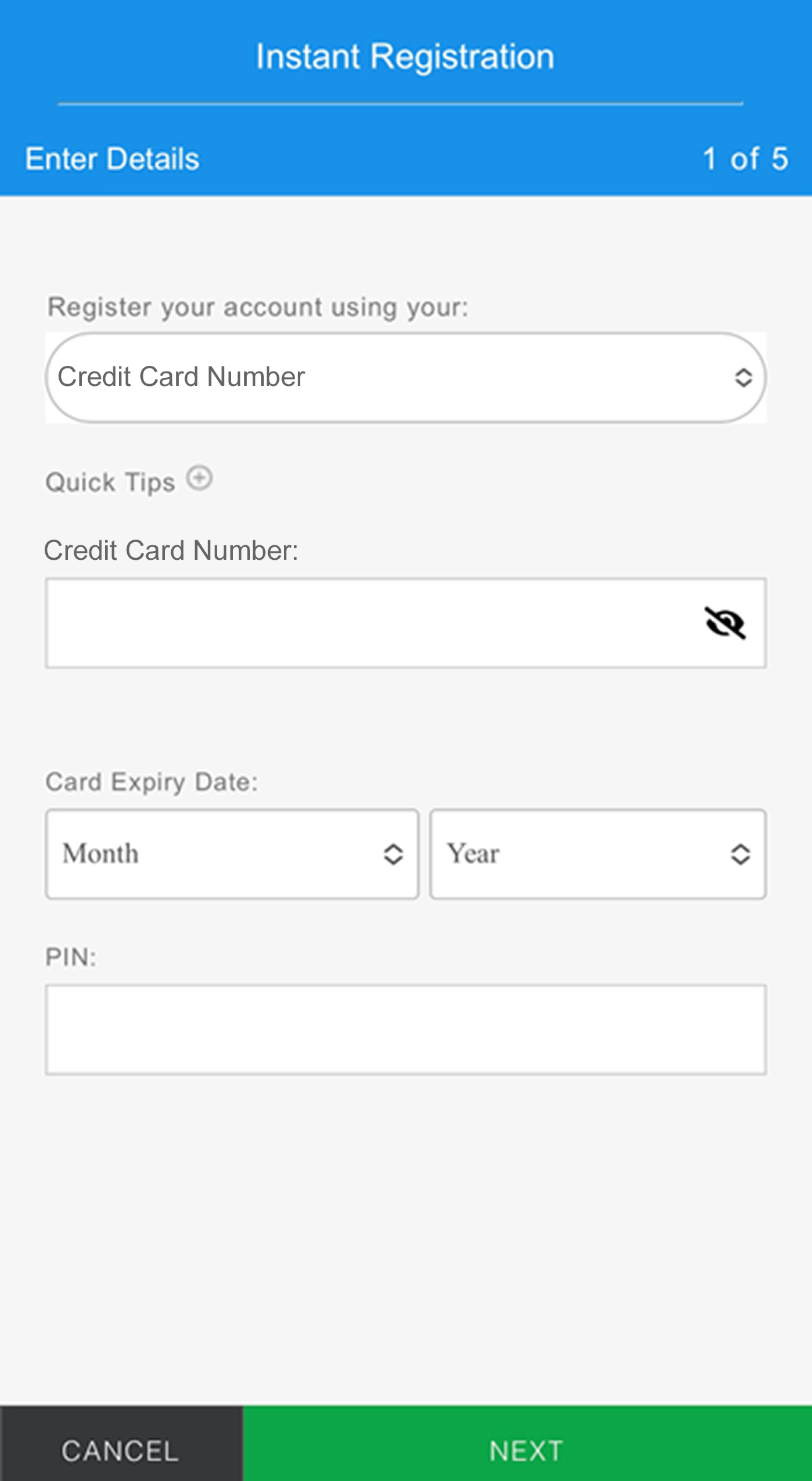 Registration Step 4 - Option 1