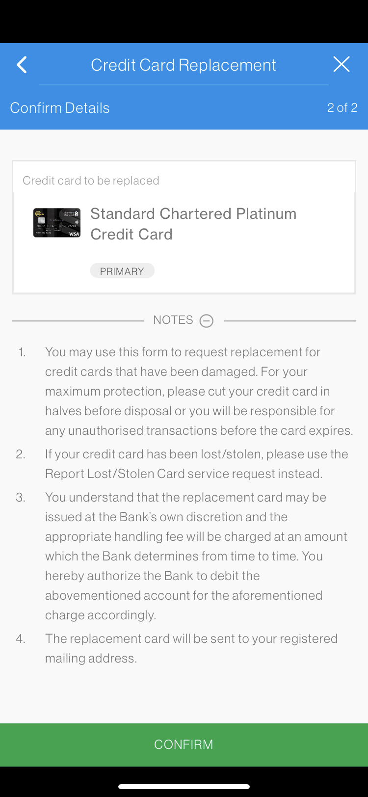 Replace Credit Card Step 4