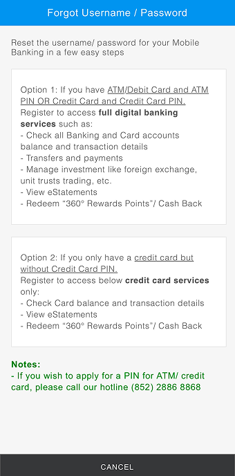 Reset login details Step 2