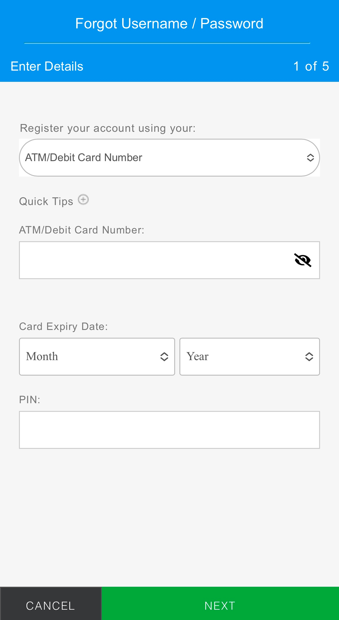 Reset login details Step 3 - Option 1