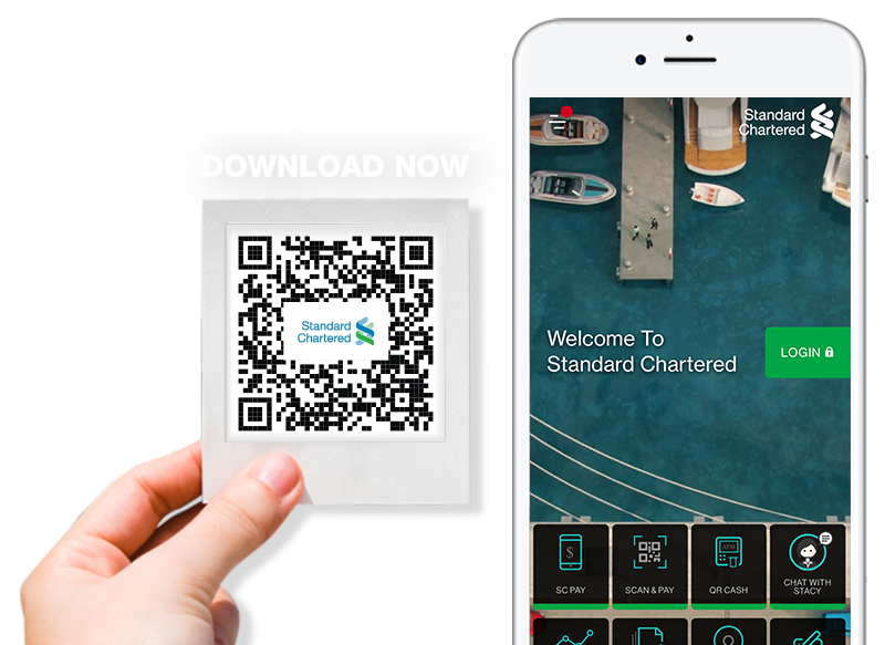 a QR code to download SC mobile with a mobile phone opened SC mobile