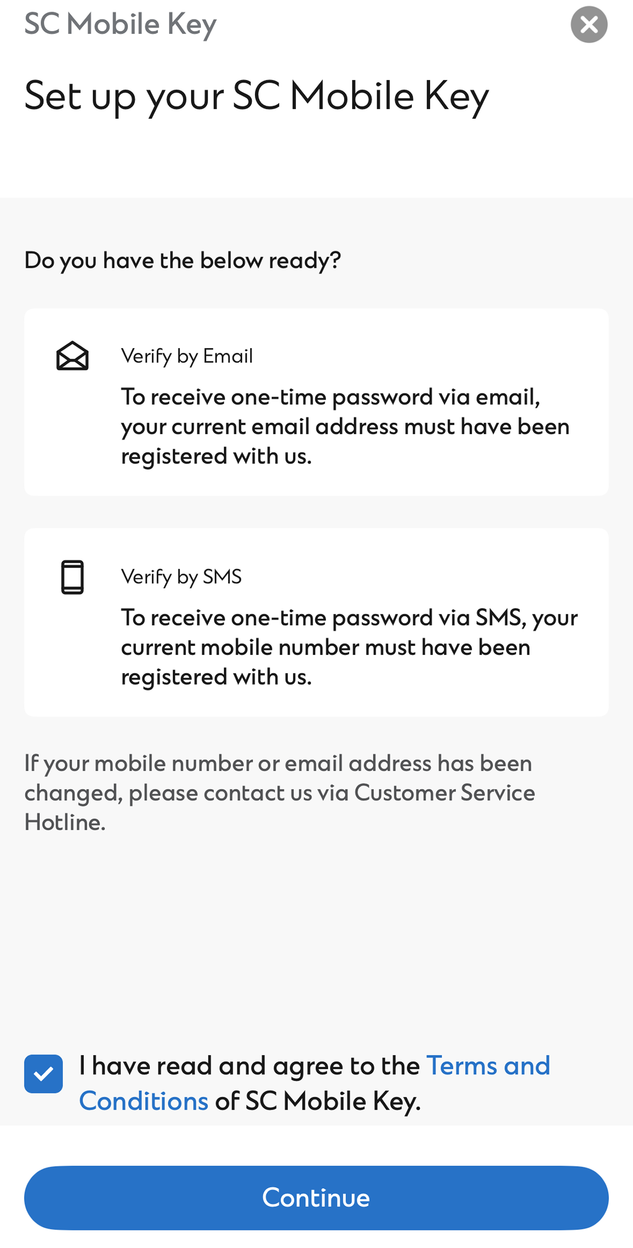 Register your SC Mobile Key Step 2