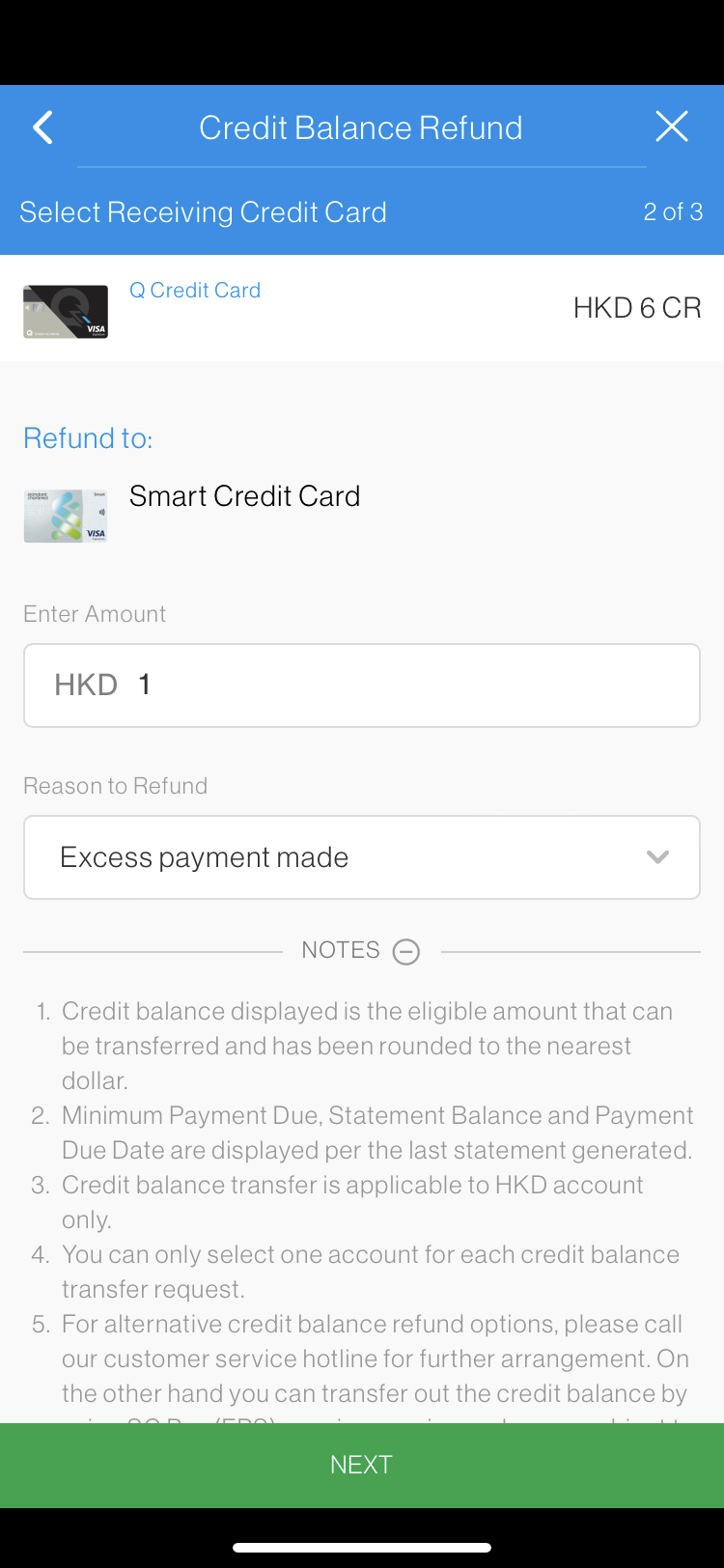 SC Mobile Transfer Out Credit Balance Step 6