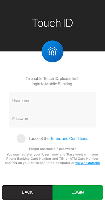 Activate Touch Login service to access at fingertips Step 2